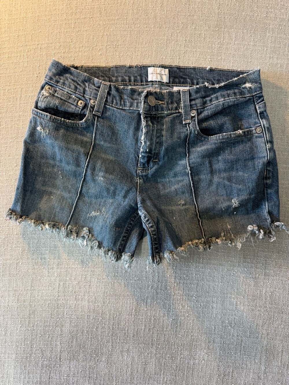 Calvin Klein Jeans Faded Blue Denim Distressed Cutoff Shorts Size 4